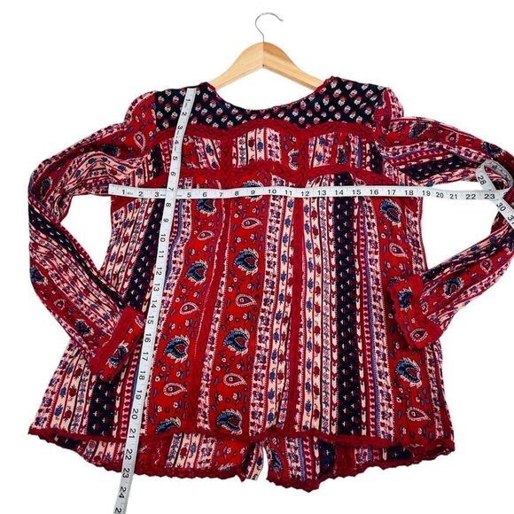 Maeve Kimono Sleeve Blouse dark raspberry navy button back size small - Picture 4 of 8